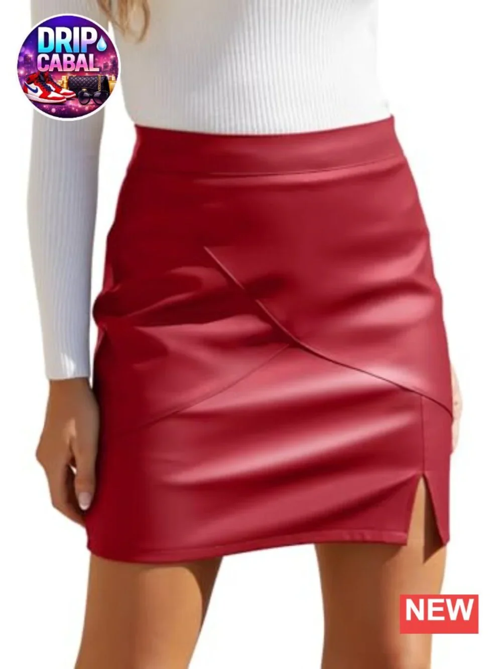 Faux Leather High Waisted Bodycon Pencil Mini Skirt with Built-in Shorts for